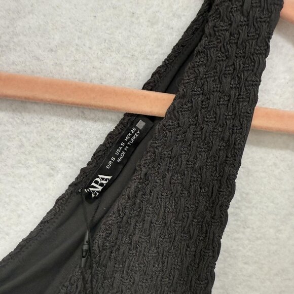 Zara Dress Womens Small Gray Textured Knit Sleeveless V Neck Maxi New Tags - Picture 3 of 12